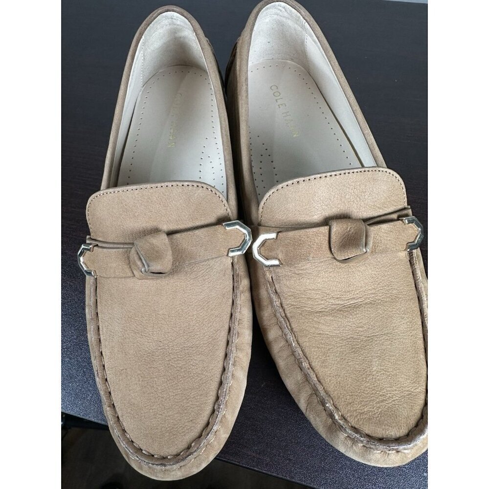 Cole Haan Evelyn Bow Driver Loafer Birch Beige Nubuck Size 9.5 Women’s - Picture 4 of 10
